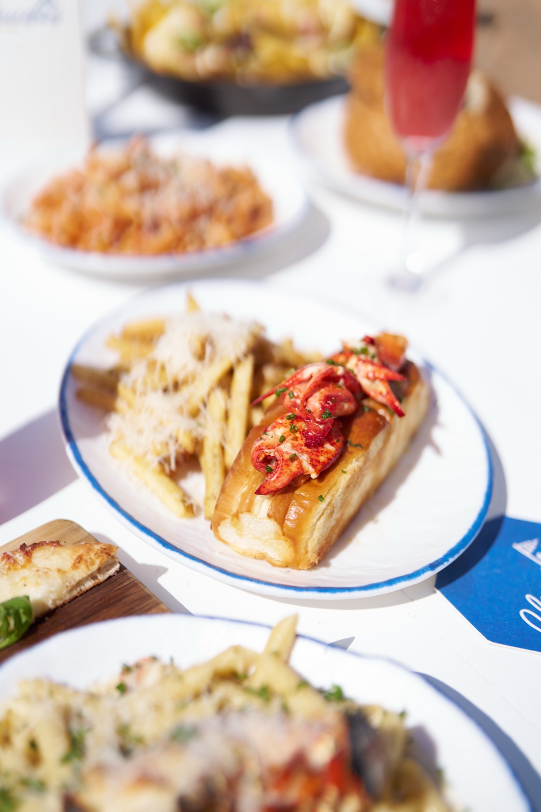 Lobster roll with parmesan fries at Claudio's Bahamas